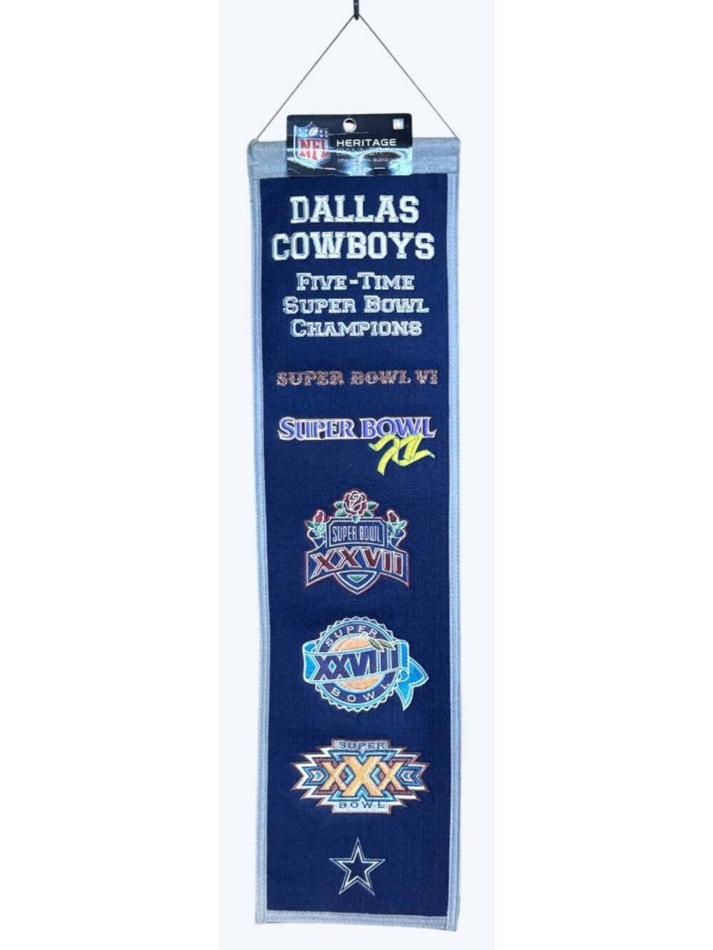 Winning Streak Heritage Banner Dallas Cowboys Five Time Super Bowl Champions